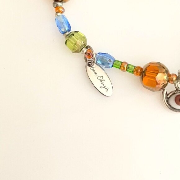 Irma Obregón Sterling Silver Evil Eye Lampwork Bead Handmade Stretch Bracelet OS - Picture 6 of 6